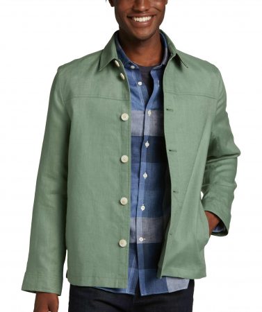 Casual Jackets | Modern Fit Linen Shirt Jacket, Olive – Joseph Abboud Mens
