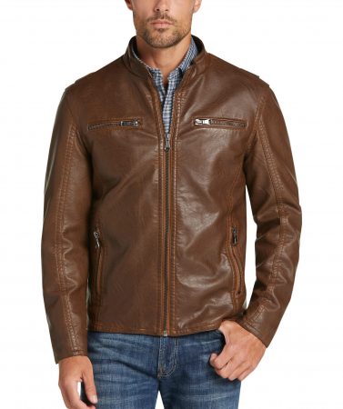 Leather Jackets | Camel Modern Fit Moto Jacket – Pronto Uomo Mens