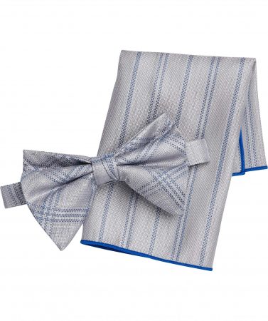 Pocket Squares | Bow Tie And Pocket Square Set, Blue & Silver – Egara Mens