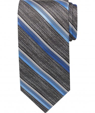 Ties | Blue & Charcoal Stripe Washable Narrow Tie – Platinum Designs Mens