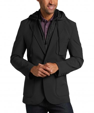 Casual Jackets | Modern Fit Performance Blazer With Hoodie, Black – Awearness Kenneth Cole Mens